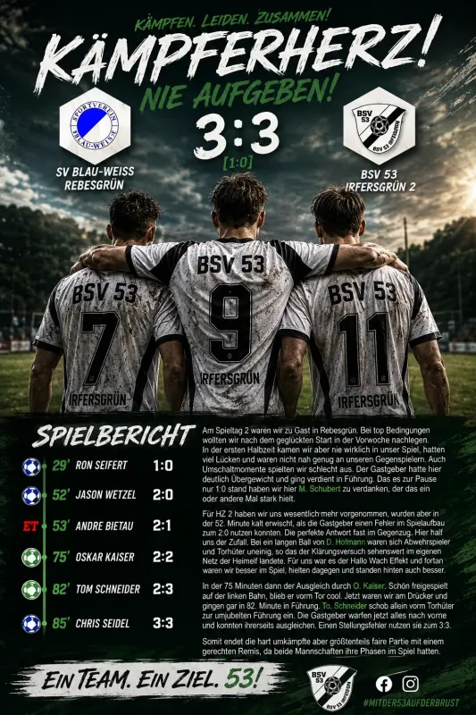 ⚽💚 KÄMPFERHERZ! BSV 53 ERKÄMPFT SICH EIN 3:3 IN REBESGRÜN! 💚⚽
