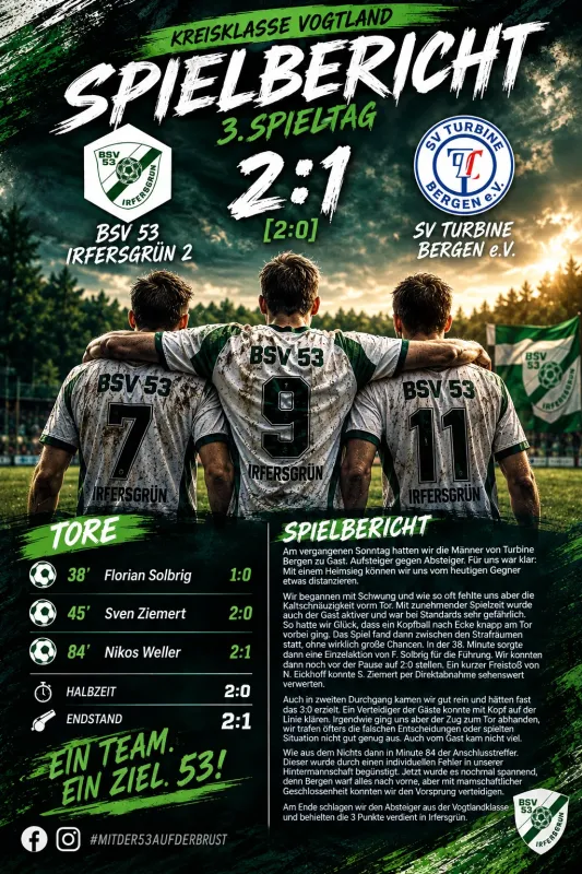 ⚽️⚽️ BSV 53 Irfersgrün II behält die Punkte zuhause ⚽️⚽️