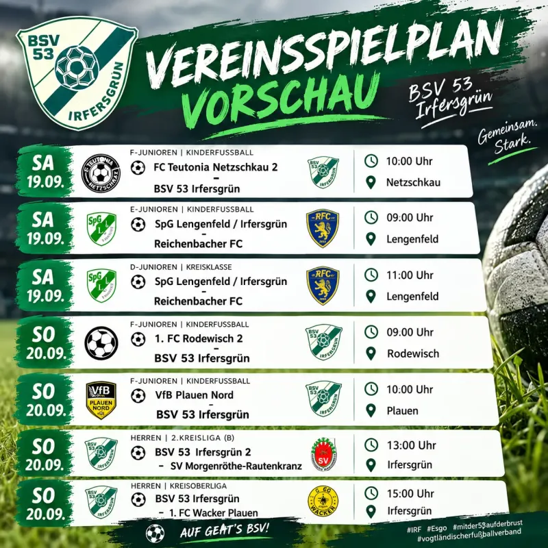🟢⚪ Spieltagsvorschau – BSV 53 Irfersgrün ⚽️⚽️