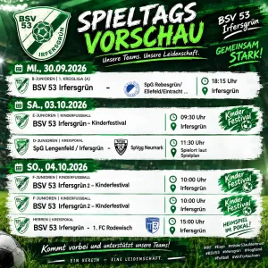 🟢⚪ Spieltagsvorschau – BSV 53 Irfersgrün ⚽️⚽️